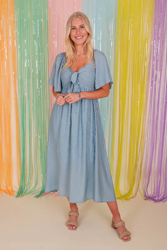 RESTOCK: Always A Delight Midi Dress-Chambray Cashmere