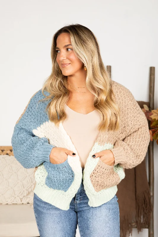 Mint Colorblock Sweater Cardigan Hip Women's Urban