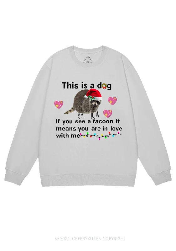 Christmas Dog Racoon Y2K Sweatshirt Cherrykitten