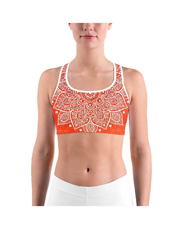 Red to Orange Mandala Sports bra British Gentlewoman Style