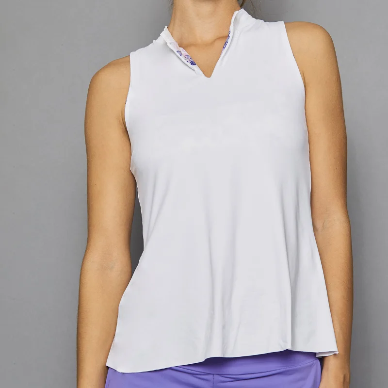 Serenity Sleeveless Collar Top (white)