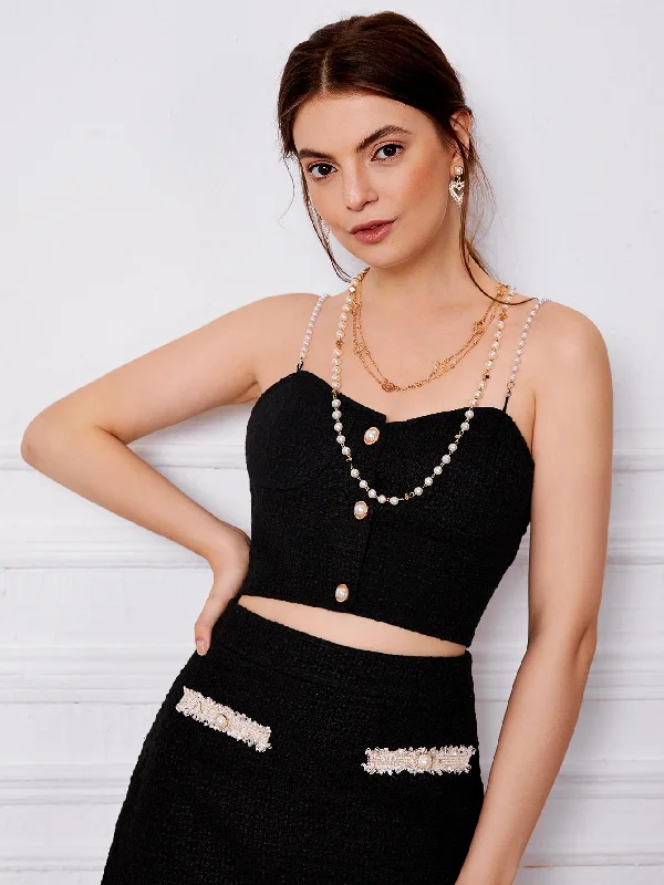 Elegant Plain Button Front Spaghetti Strap Crop Women Tank Top & Cami Cozy Women's Sherpa - lined Elegant Plain Button Front Spaghetti Strap Crop Women Tank Top & Cami Cozy Women's Sherpa - lined