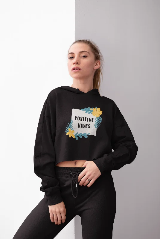POSITIVE VIBES - Winter Crop Hoodies Elegant Women's 