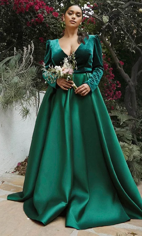 Ladivine CD226C - Velvet Satin A-line Long Gown Vintage Women's 1970S 