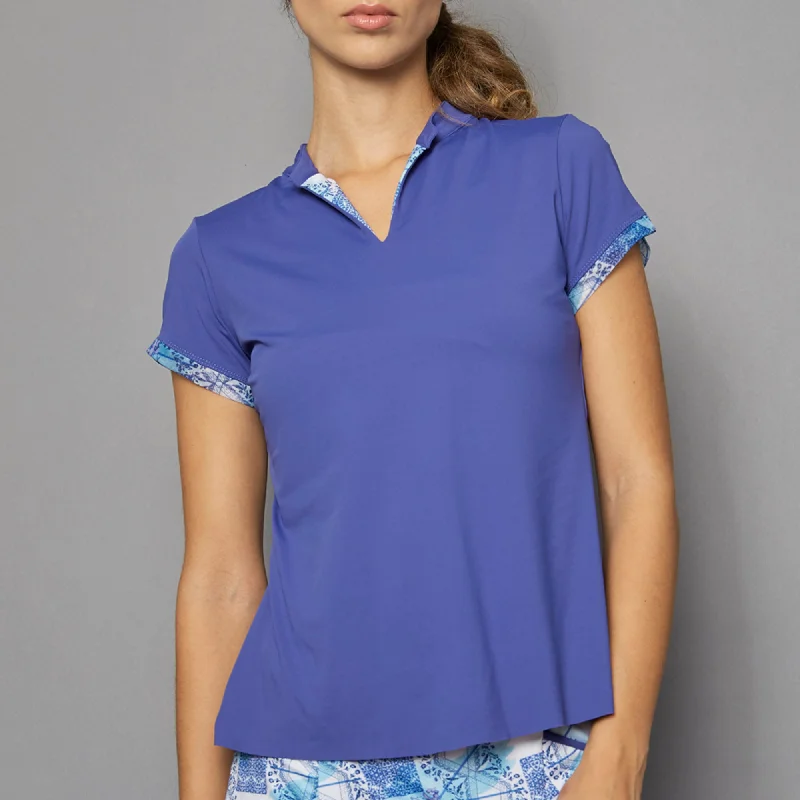 Scotia Cap-Sleeve Collar Top (blue)