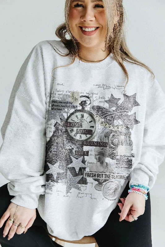 Poets Collage Sweatshirt Feminine Women's Style 