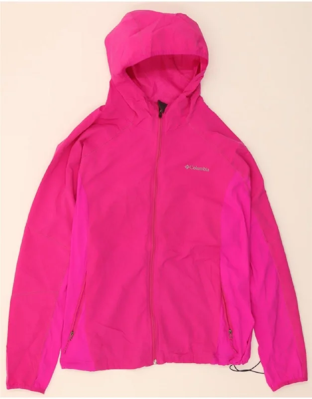 COLUMBIA Womens Hooded Rain Jacket UK 44 2XL Pink Colourblock Polyester Bold Women's Statement COLUMBIA Womens Hooded Rain Jacket UK 44 2XL Pink Colourblock Polyester Bold Women's Statement