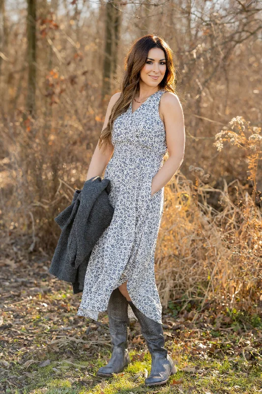 Vintage Floral Wrap Bottom Midi Dress Adventure