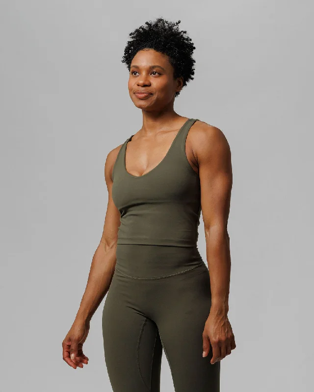 Longline Sports Bra - Dark Pine Confident Women's High - fashion