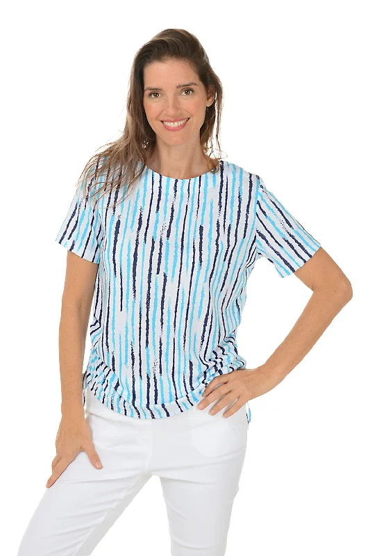 Seven Seas Sketched Stripe Short Sleeve Top Women