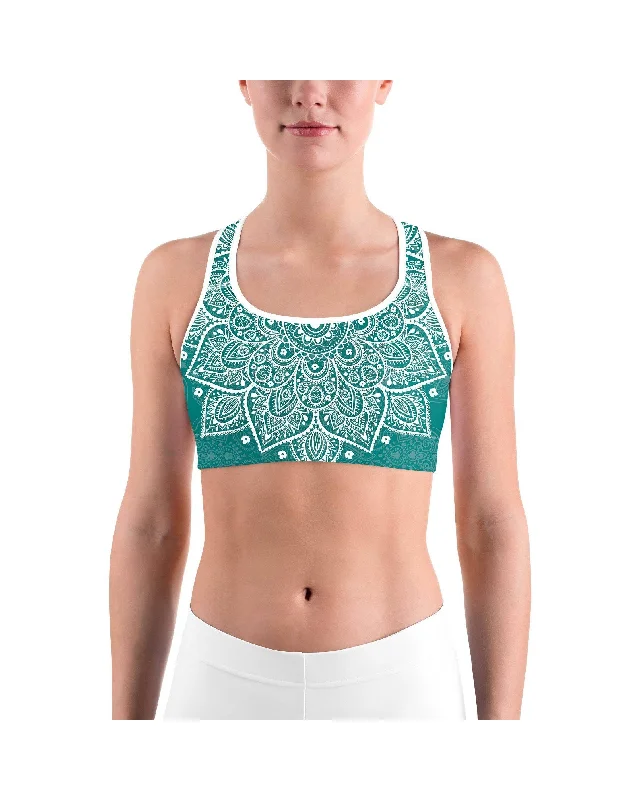Teal Mandala Sports bra Dynamic Women's High - energy