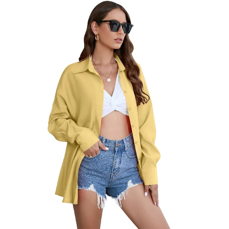 Loose Solid Color Long Sleeve Single Breasted Lapel Sun Protection Top Wholesale Womens Clothing Hip Women's Urban Loose Solid Color Long Sleeve Single Breasted Lapel Sun Protection Top Wholesale Womens Clothing Hip Women's Urban
