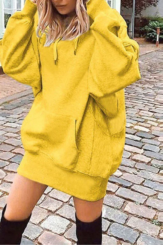 Casual Solid Draw String Hooded Collar Tops(8 Colors) Earthy Women's 