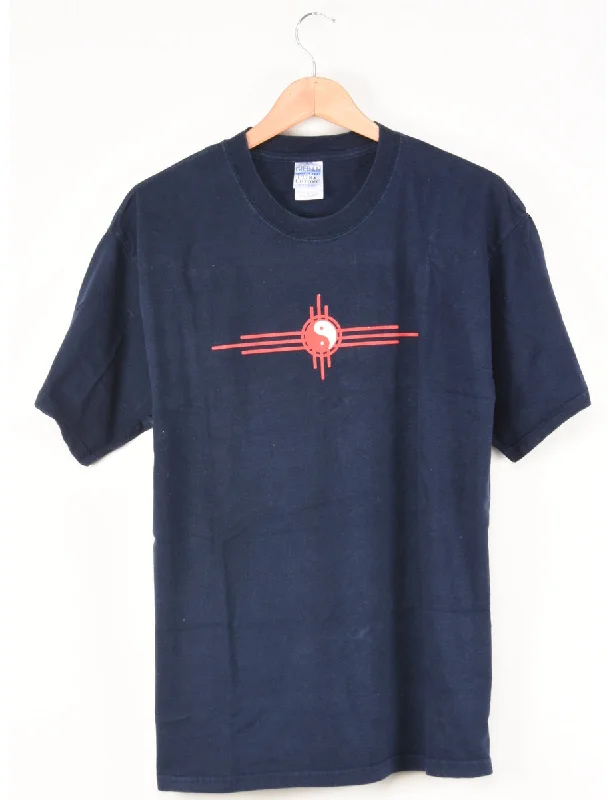 Navy Printed T-shirt - L Earthy Women's 