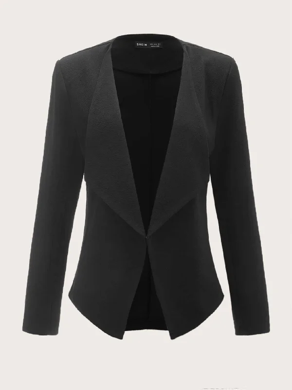 Elegant Plain Long Sleeve Waterfall Regular Women Blazer