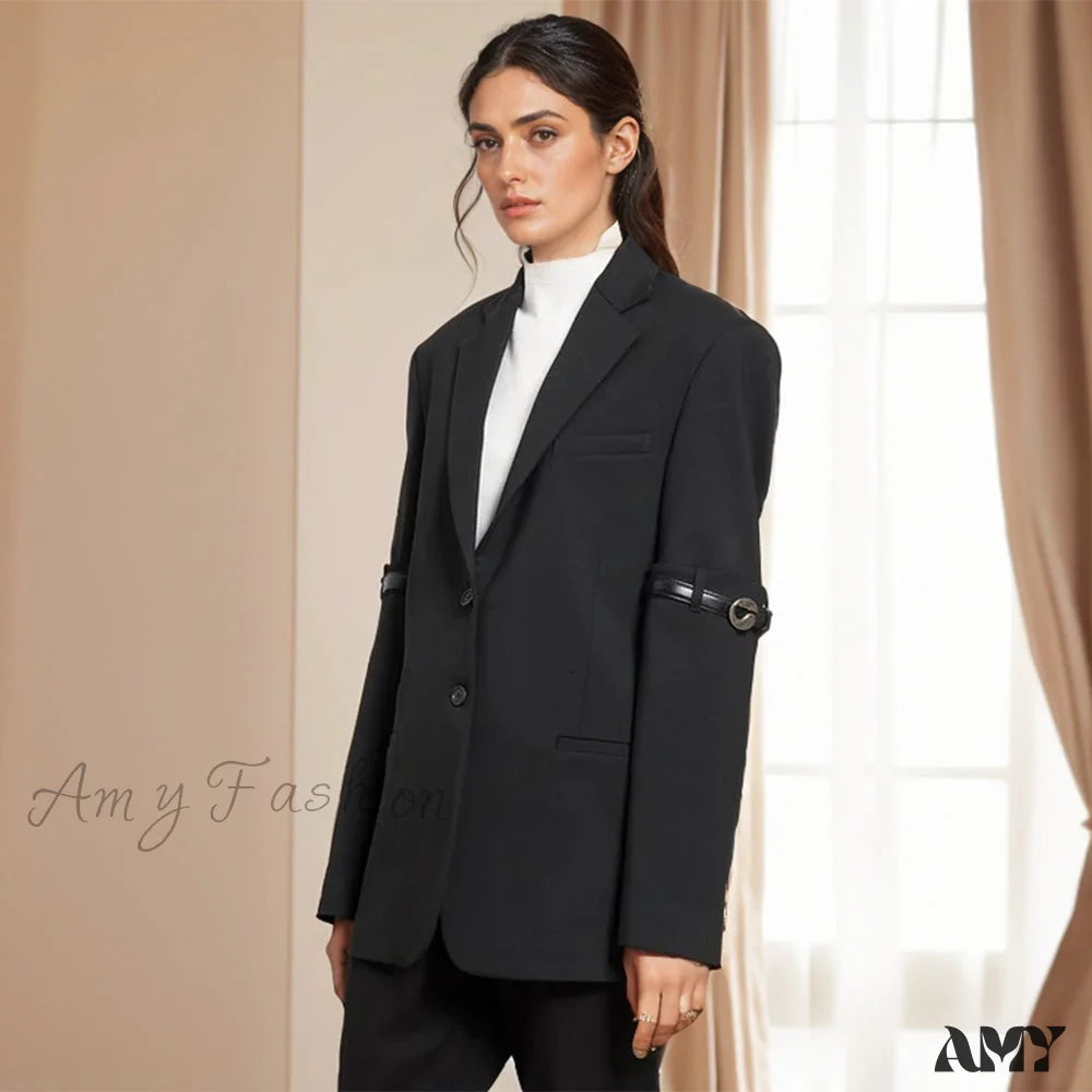 Chic Casual Solid Temperament Notched Collar Long Sleeve Button Patchwork Fashion Blazer Modern Women's Tech Chic Casual Solid Temperament Notched Collar Long Sleeve Button Patchwork Fashion Blazer Modern Women's Tech