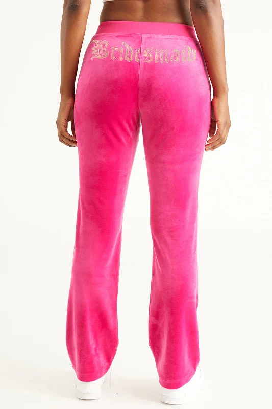 Bridesmaid Big Bling Velour Track Pants