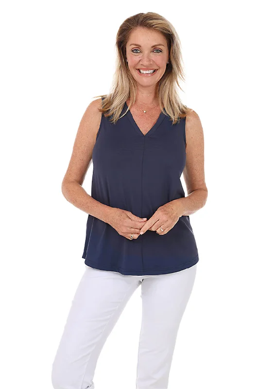 Solid UPF50+ Sleeveless Top Sleek Women's Metallic