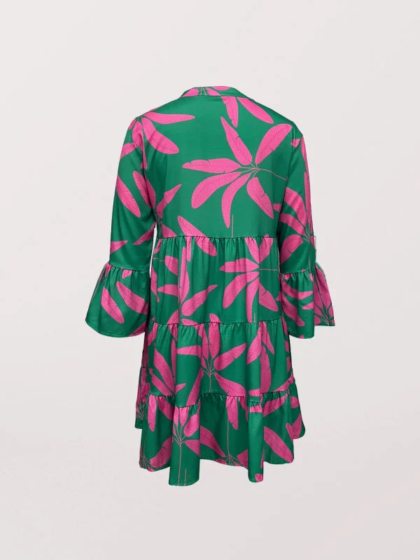 BerryBetty - Women's floral print bell sleeve dress