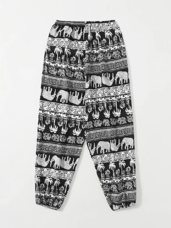 Boho Tropical High Waist Long Women Pants Artistic Women's Avant - 