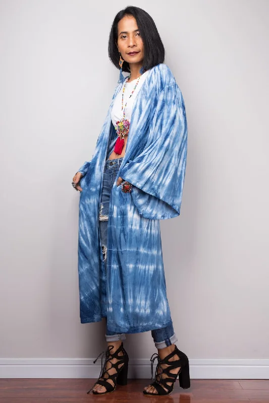 Indigo tie dye robe