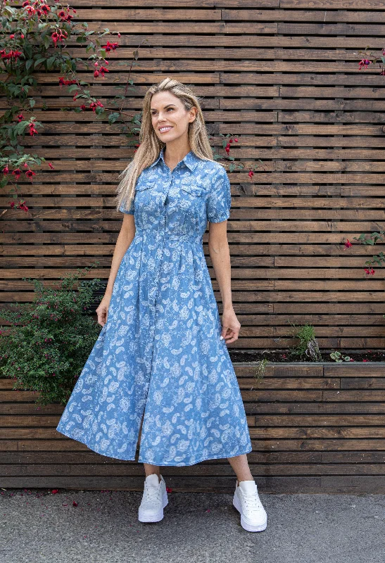 Paisley Denim Dress Tough Women's Military - inspired