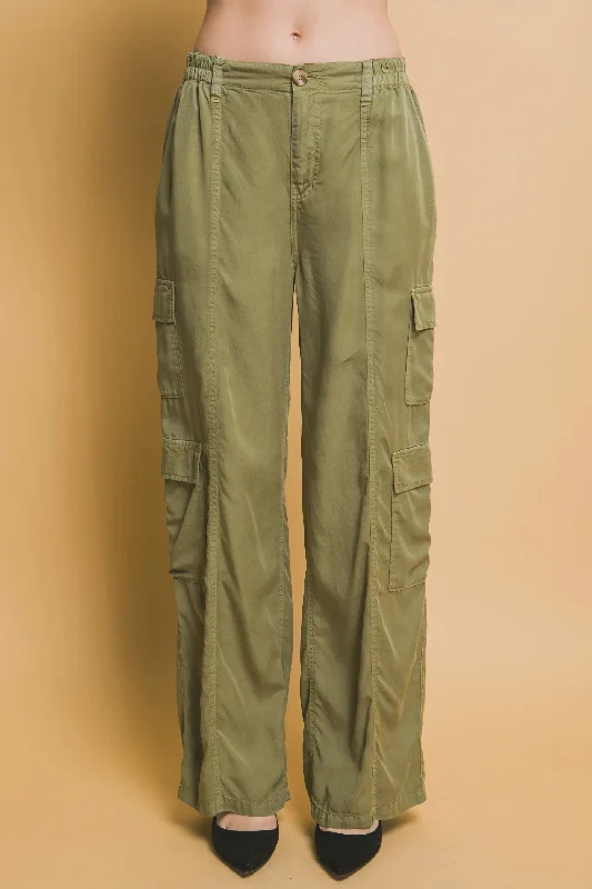Full-length Tencel Pants With Cargo Pockets Dynamic Women's Moto