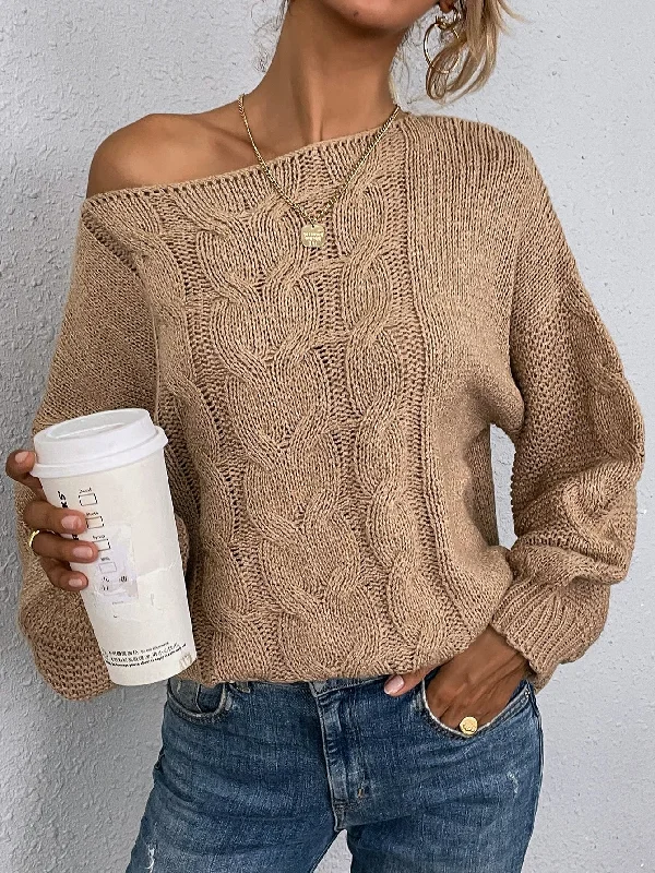 Casual Plain Long Sleeve Boat Neck Regular Women Sweater Hip Women's Urban