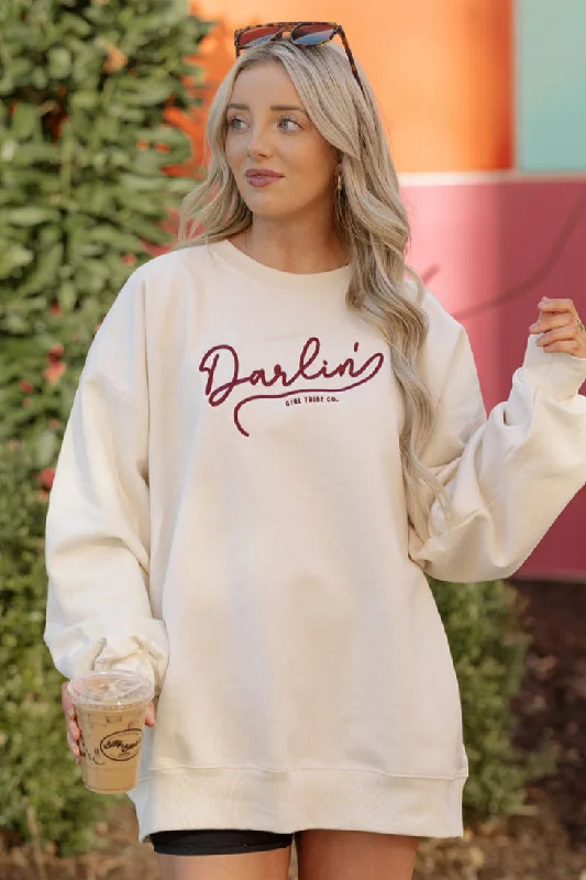 Darlin' Embroidered Sweatshirt Hip Women's Retro