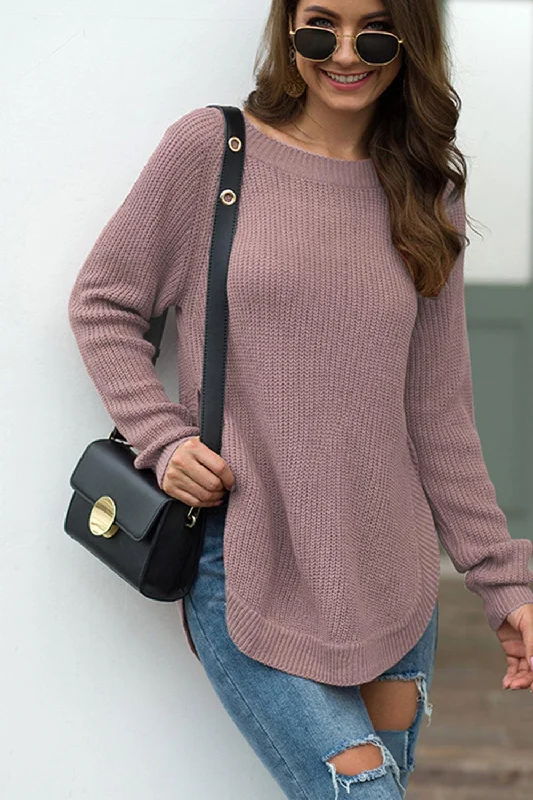 Round Neck Ribbed Knit Top Scandinavian