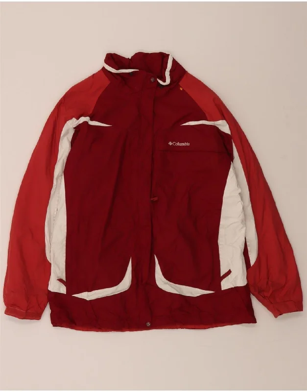 COLUMBIA Womens Windbreaker Jacket UK 16 Large Maroon Colourblock Nylon French