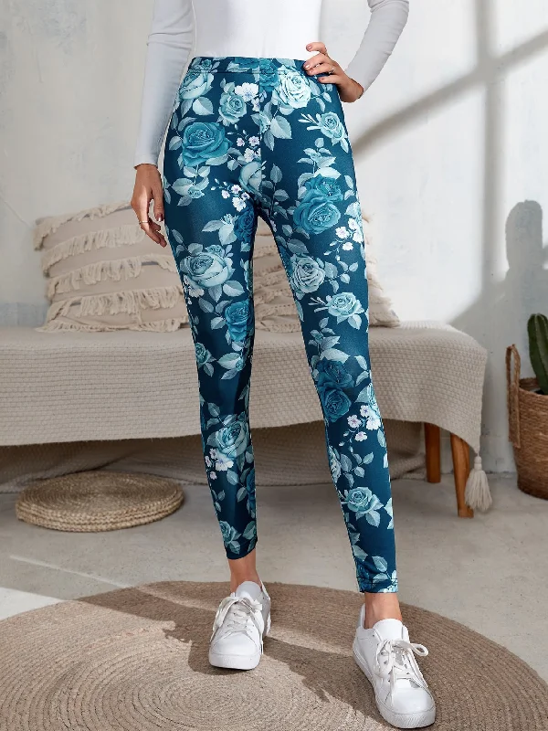 Casual Floral Cropped Women Leggings performance