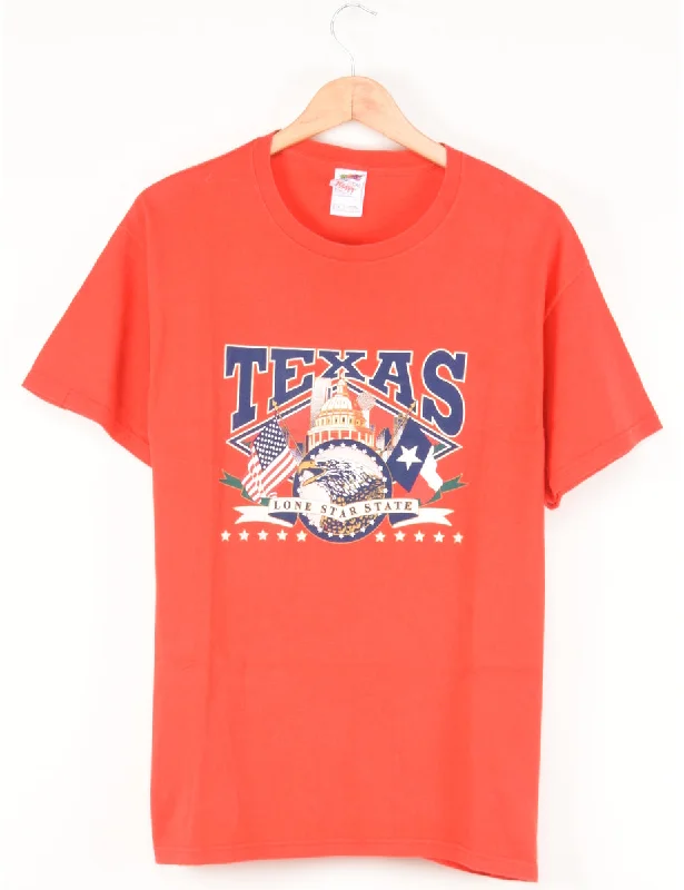 Red Texas Print T-shirt - L Modern Women's Tech