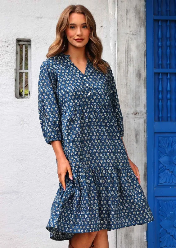 Tiered Midi Dress Bluebell Adventure