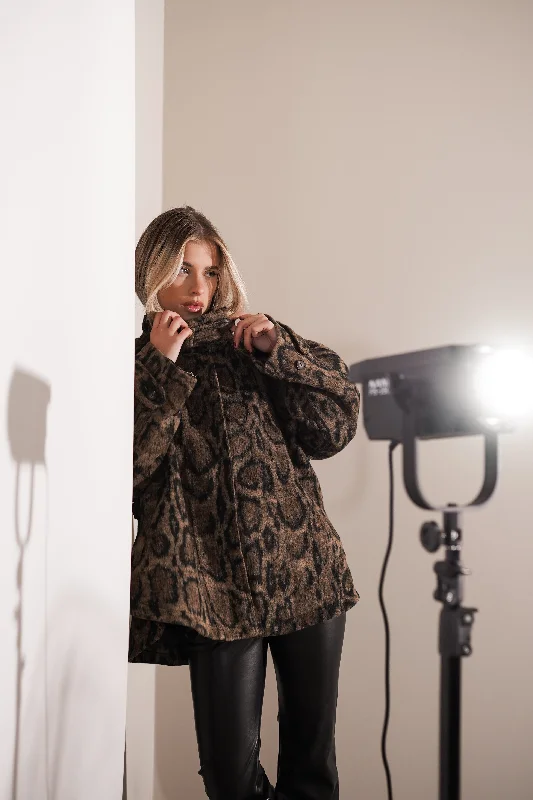 Jacket oversized met leopard print - Mila