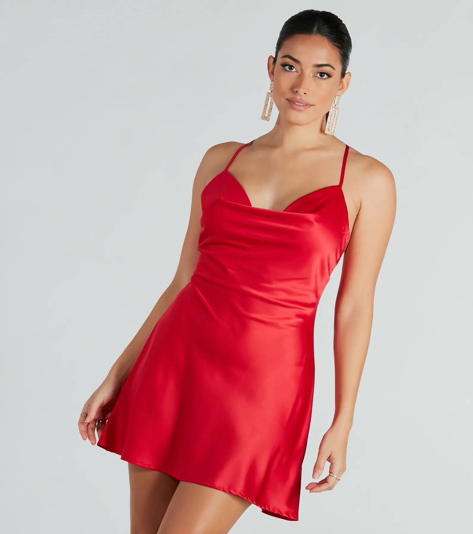 Alluring Romance Satin A-Line Mini Dress Confident Women's Power