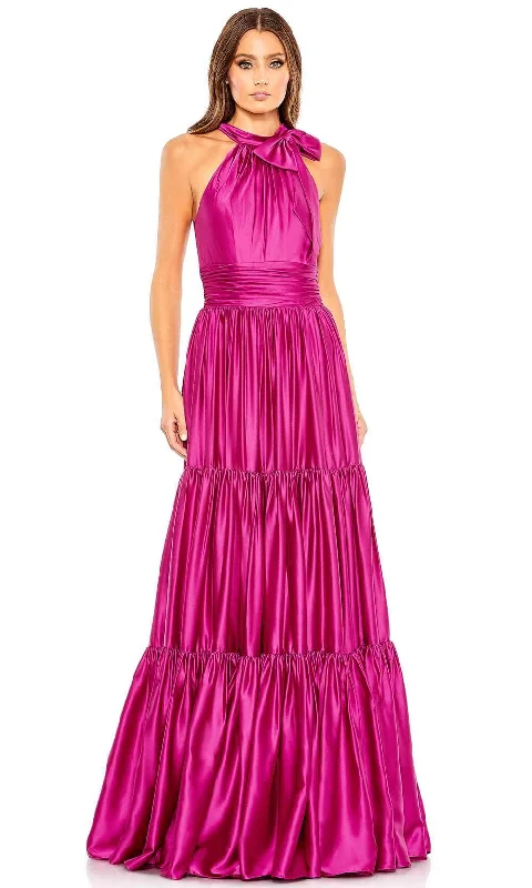 Mac Duggal 50658 - Halter Tiered Satin Evening Gown Relaxed Women's Beachy