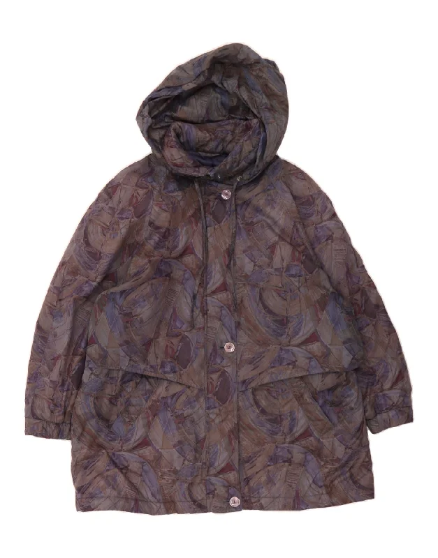 CANDA Womens Abstract Pattern Hooded Windbreaker Coat UK 20 2XL Purple Refined Women's Classic CANDA Womens Abstract Pattern Hooded Windbreaker Coat UK 20 2XL Purple Refined Women's Classic