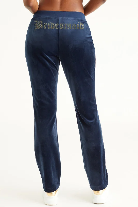 Bridesmaid Big Bling Velour Track Pants