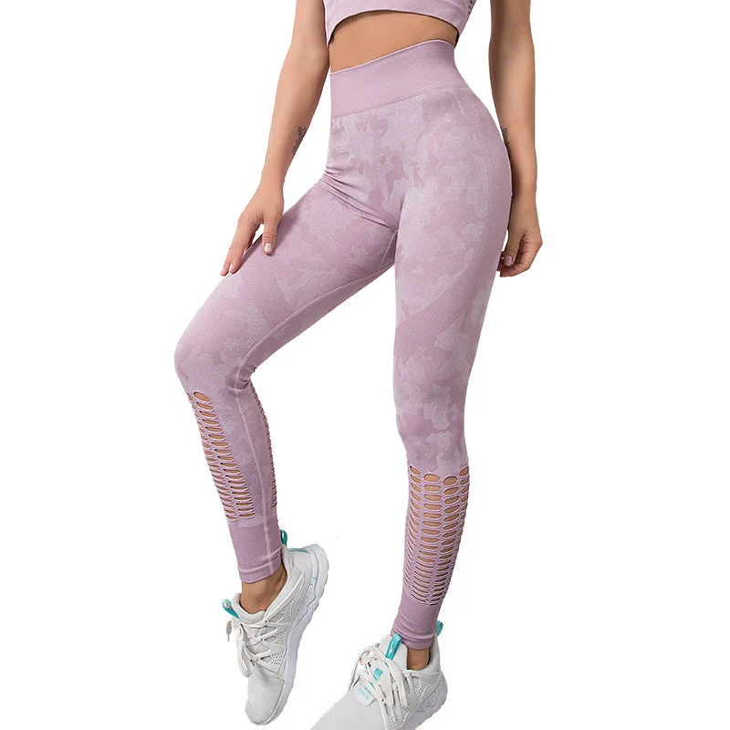 Camo Mesh Breathable High Waist Yoga Cropped Pants Dapper Women's 1920S
