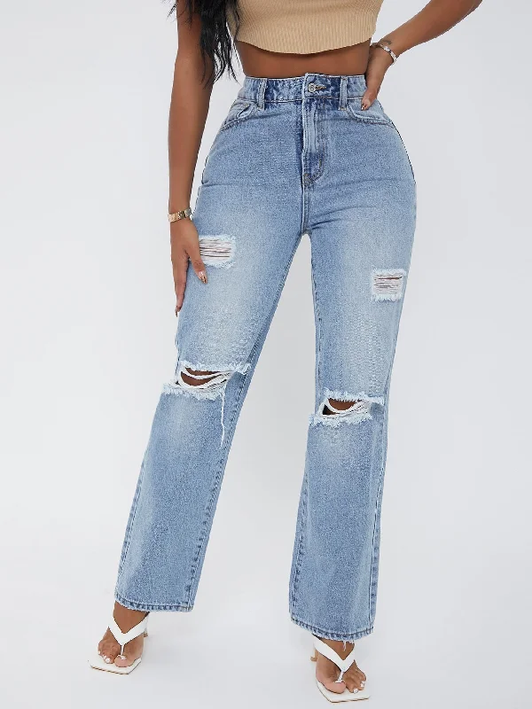 Plain Zipper High Waist Long Women Jeans Monochromatic All - in - one