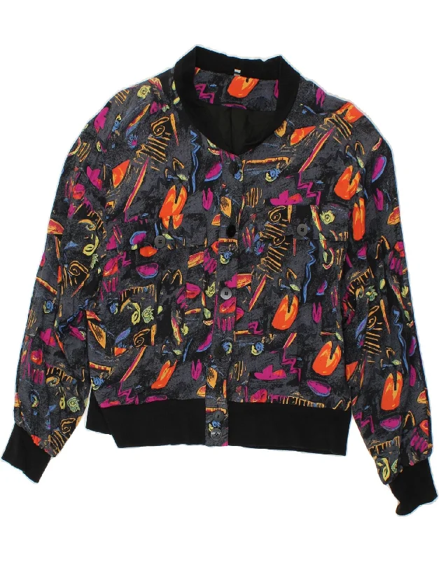 VINTAGE Womens Oversized Bomber Jacket EU 40 Medium Multicoloured British Gentlewoman Style VINTAGE Womens Oversized Bomber Jacket EU 40 Medium Multicoloured British Gentlewoman Style