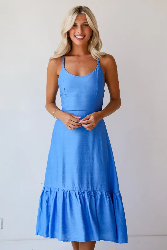 FINAL SALE - Cutest Spirit Blue Midi Dress Modern Women's Tech