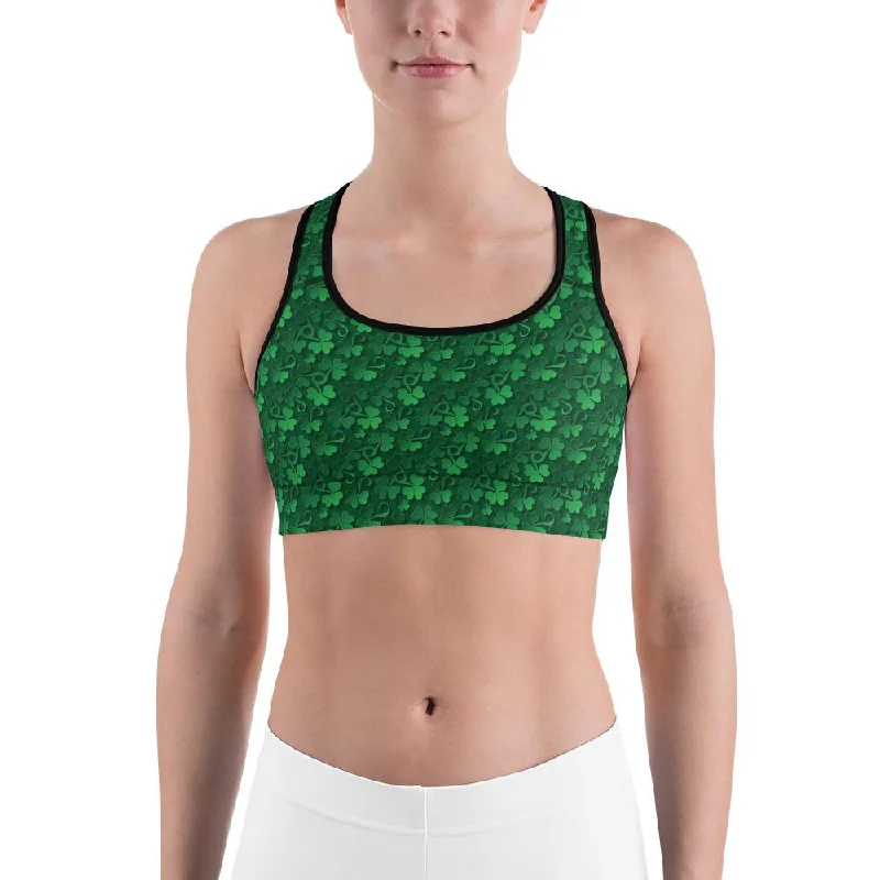 Irish 3D Shamrocks Sports Bra