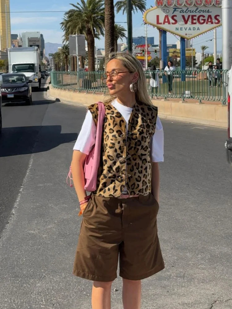 Josie | Casual Leopard Vest Cozy Women's Winter