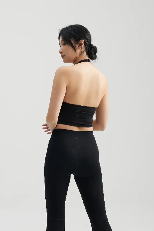 Halter Longline Bra in Black Sesame Street