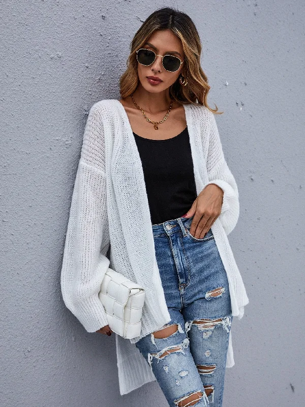 Casual Plain Split Long Sleeve Short Women Cardigan Casual Women's Japanese 