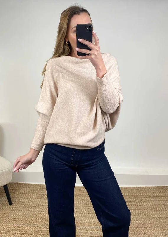Grace Asymmetric Knit Jumper in Oatmeal Refined Women's Classic 
