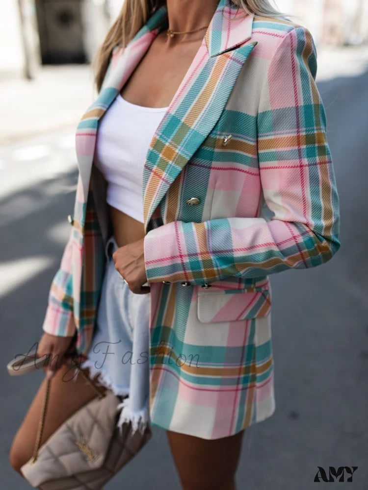 Amy Fashion - Vintage Tweed Suits Office Ladies Chic Slim Blazers Laid - back Women's Style
