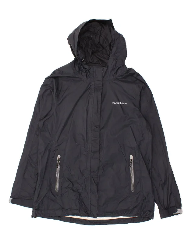 VINEYARD VINES Womens Hooded Rain Jacket UK 16 Large Black Modern Women's 